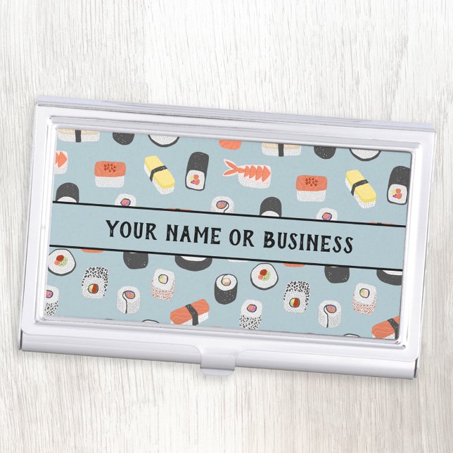 Japanese Sushi Restaurant Catering Business Card Case (Japanese sushi catering or restaurant business card holder)