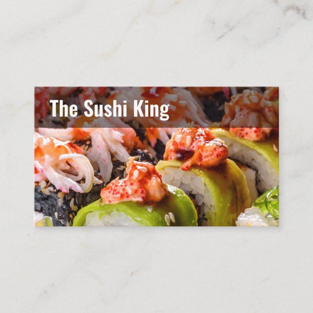 Japanese Sushi Restaurant Editable Business Cards (Front)
