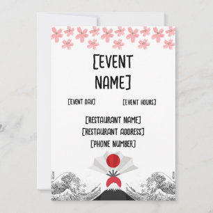 Japanese sushi restaurant event and inauguration  invitation