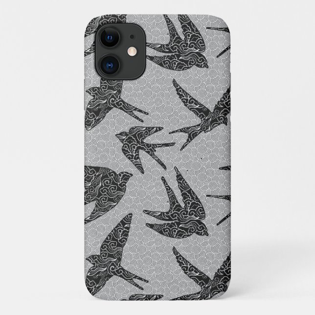 Japanese Swallow in Flight, Charcoal & Light Gray Case-Mate iPhone Case (Back)