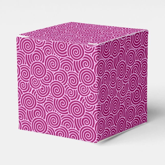 Japanese swirl pattern - burgundy and pale pink favor boxes (Front Side)