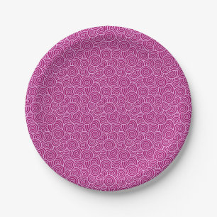 Japanese swirl pattern - burgundy and pale pink paper plates