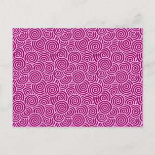 Japanese swirl pattern - burgundy and pale pink postcard