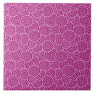 Japanese swirl pattern - burgundy and pale pink tile