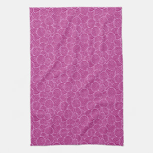 Japanese swirl pattern - burgundy and pale pink towel