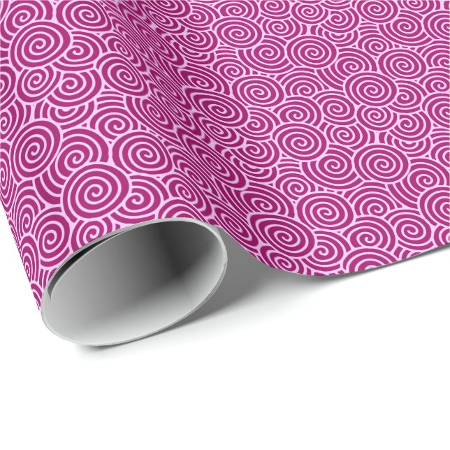 Japanese swirl pattern - burgundy and pale pink wrapping paper (Roll Corner)
