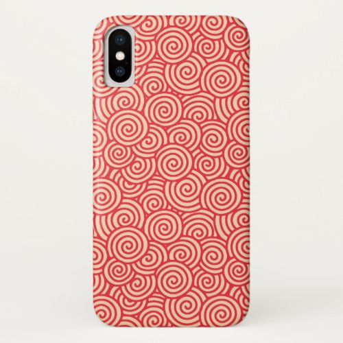 Japanese swirl pattern _ coral orange iPhone XS case