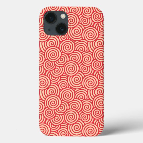 Japanese swirl pattern _ coral orange iPhone 13 case