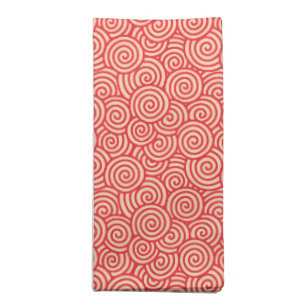 Japanese swirl pattern - coral orange cloth napkin
