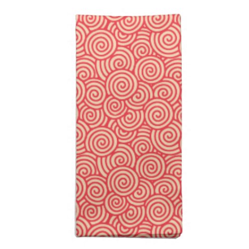 Japanese swirl pattern _ coral orange cloth napkin