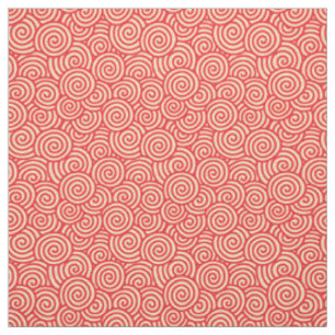 Japanese swirl pattern - coral orange fabric