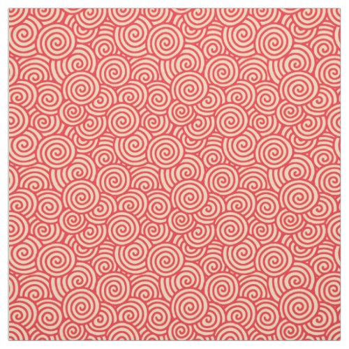 Japanese swirl pattern _ coral orange fabric