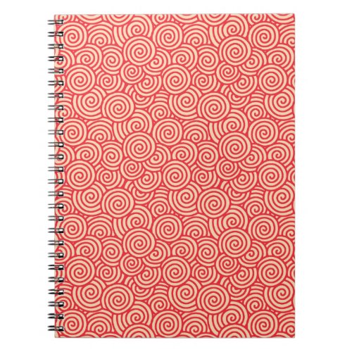 Japanese swirl pattern _ coral orange notebook