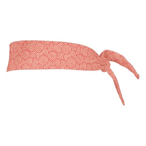 Japanese swirl pattern _ coral orange tie headband