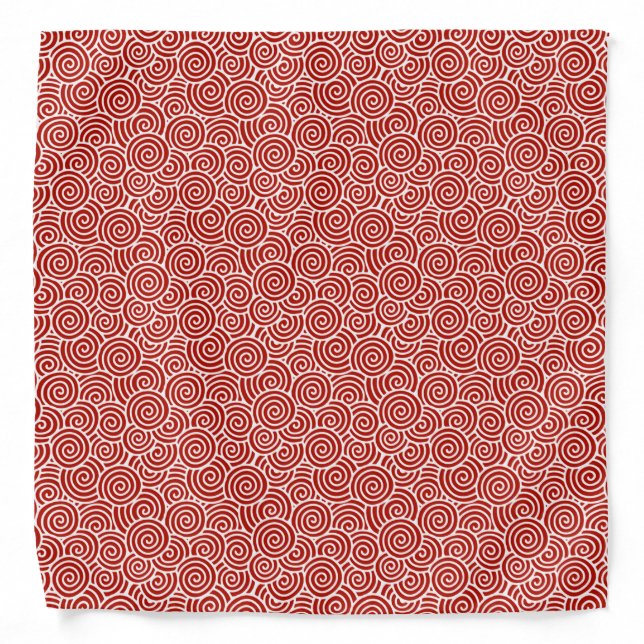 Japanese swirl pattern - deep red and white bandana (Front)