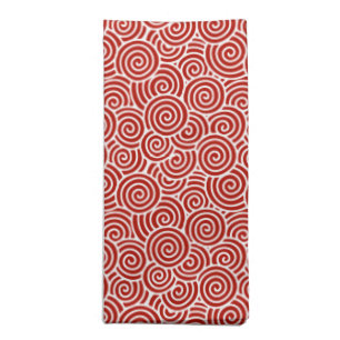 Japanese swirl pattern - deep red and white cloth napkin