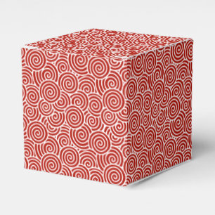 Japanese swirl pattern - deep red and white favor boxes