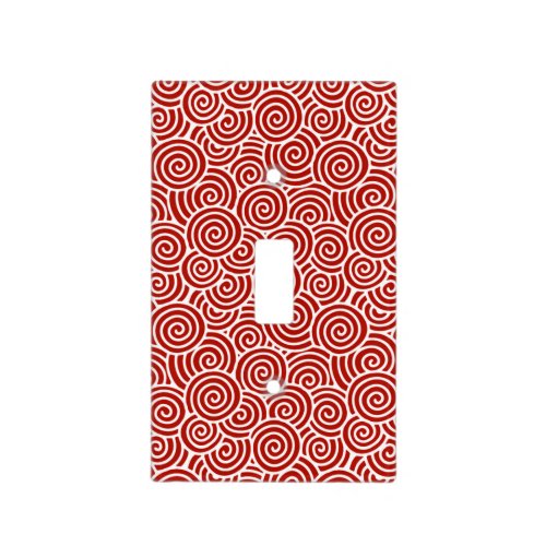 Japanese swirl pattern _ deep red and white light switch cover