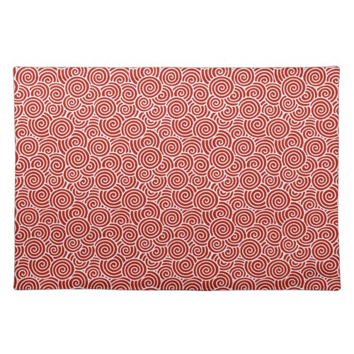 Japanese swirl pattern _ deep red and white placemat