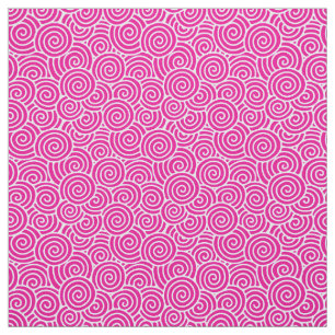 Japanese swirl pattern - fuchsia pink and white fabric