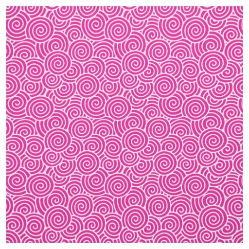 Japanese swirl pattern - fuchsia pink and white fabric