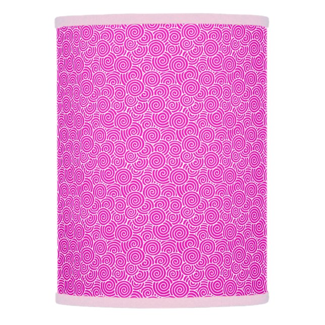 Japanese swirl pattern - fuchsia pink and white lamp shade (Front)