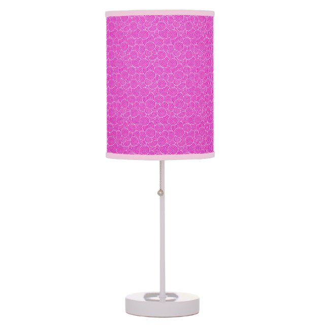 Japanese swirl pattern - fuchsia pink and white table lamp (Front)