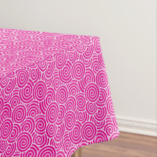 Japanese swirl pattern - fuchsia pink and white tablecloth