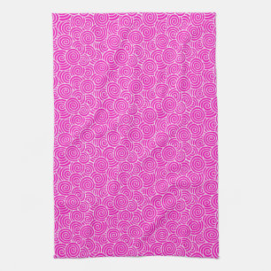 Japanese swirl pattern - fuchsia pink and white towel
