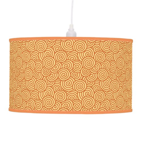 Japanese swirl pattern _ mandarin  light orange hanging lamp