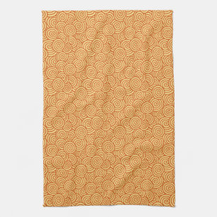 Japanese swirl pattern - mandarin & light orange kitchen towel