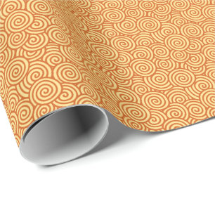 Japanese swirl pattern - mandarin & light orange wrapping paper