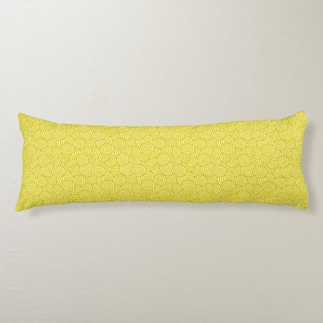 Japanese swirl pattern - mustard and light yellow body pillow (Front)