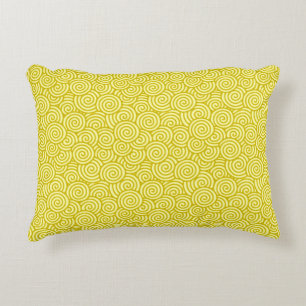 Japanese swirl pattern - mustard and light yellow decorative pillow