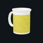 Japanese swirl pattern - mustard and light yellow drink pitcher<br><div class="desc">Digital reproduction of a repeating swirl pattern based on traditional Japanese textile designs,  represents water or mist - deep mustard yellow swirl pattern on a light butter yellow background</div>