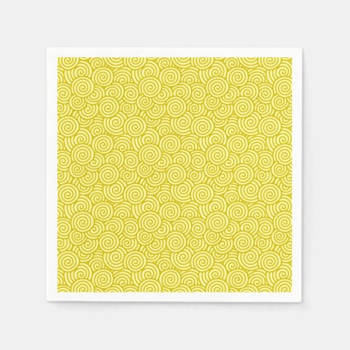Japanese swirl pattern _ mustard and light yellow paper napkins