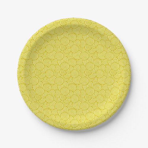 Japanese swirl pattern _ mustard and light yellow paper plates