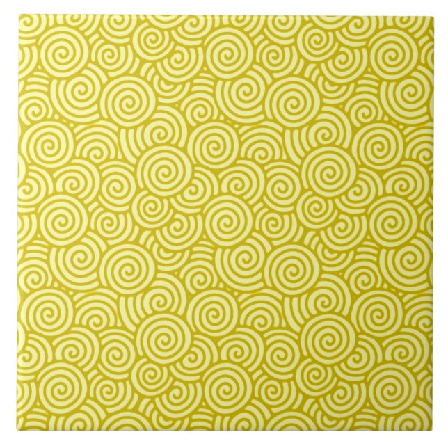 Japanese swirl pattern - mustard and light yellow tile (Front)