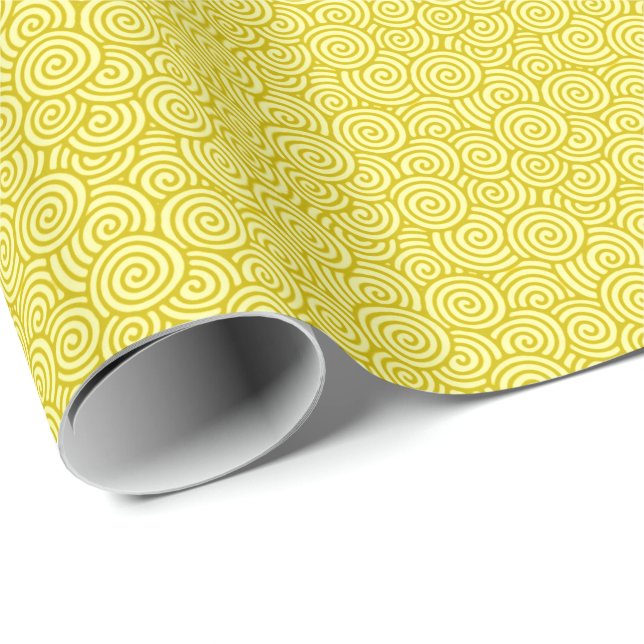 Japanese swirl pattern - mustard and light yellow wrapping paper (Roll Corner)