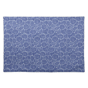 Japanese swirl pattern - navy blue and white cloth placemat