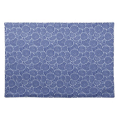 Japanese swirl pattern _ navy blue and white cloth placemat