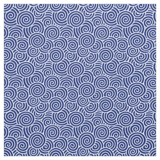Japanese swirl pattern - navy blue and white fabric
