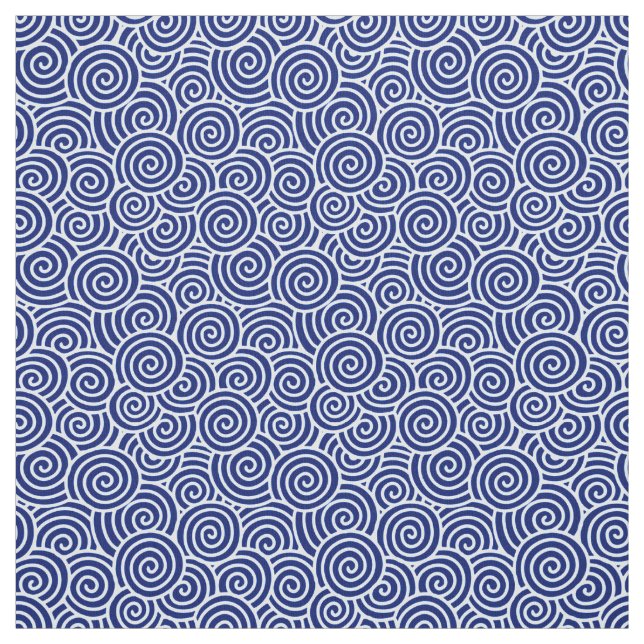 Japanese swirl pattern - navy blue and white fabric (Swatch)