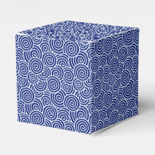Japanese swirl pattern - navy blue and white favor boxes