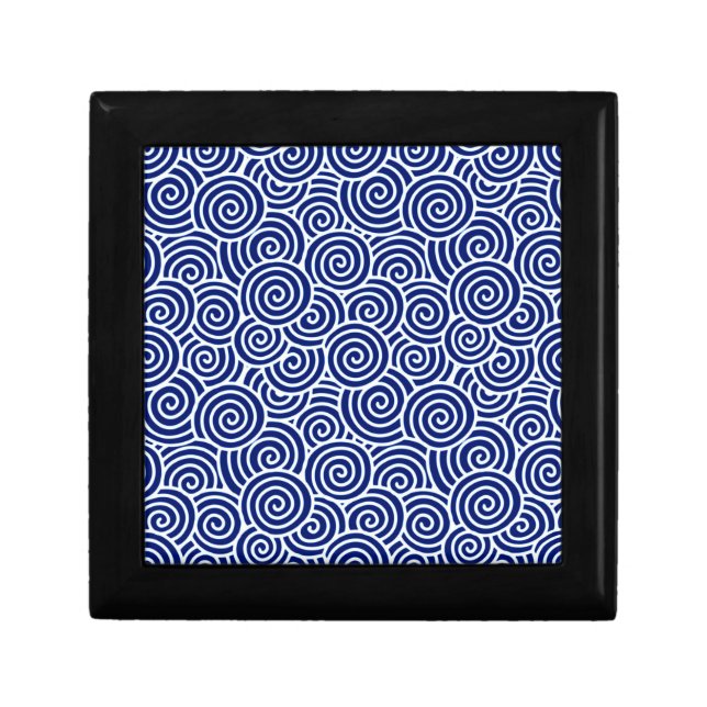 Japanese swirl pattern - navy blue and white gift box (Front)