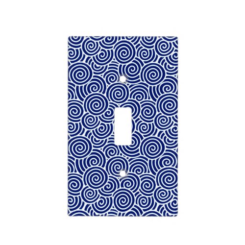 Japanese swirl pattern _ navy blue and white light switch cover