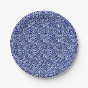 Japanese swirl pattern - navy blue and white paper plates