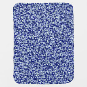Japanese swirl pattern - navy blue and white receiving blanket
