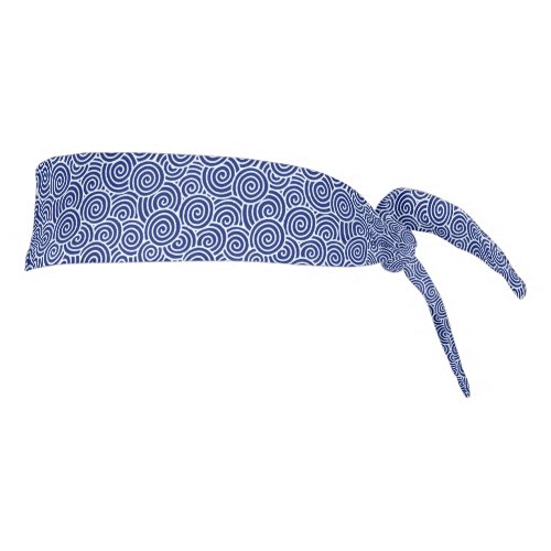 Japanese swirl pattern _ navy blue and white tie headband