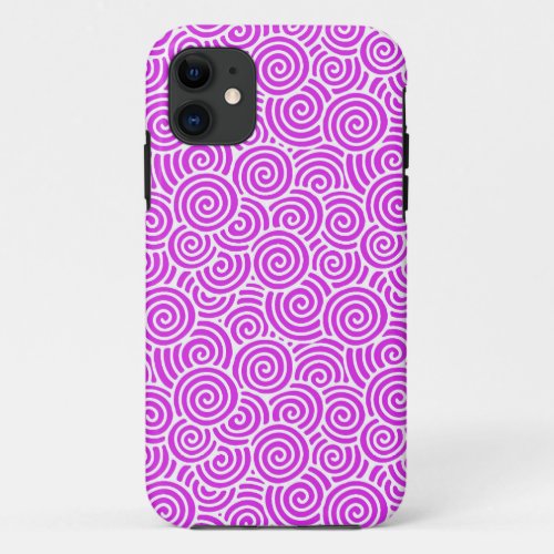 Japanese swirl pattern _ orchid and white iPhone 11 case